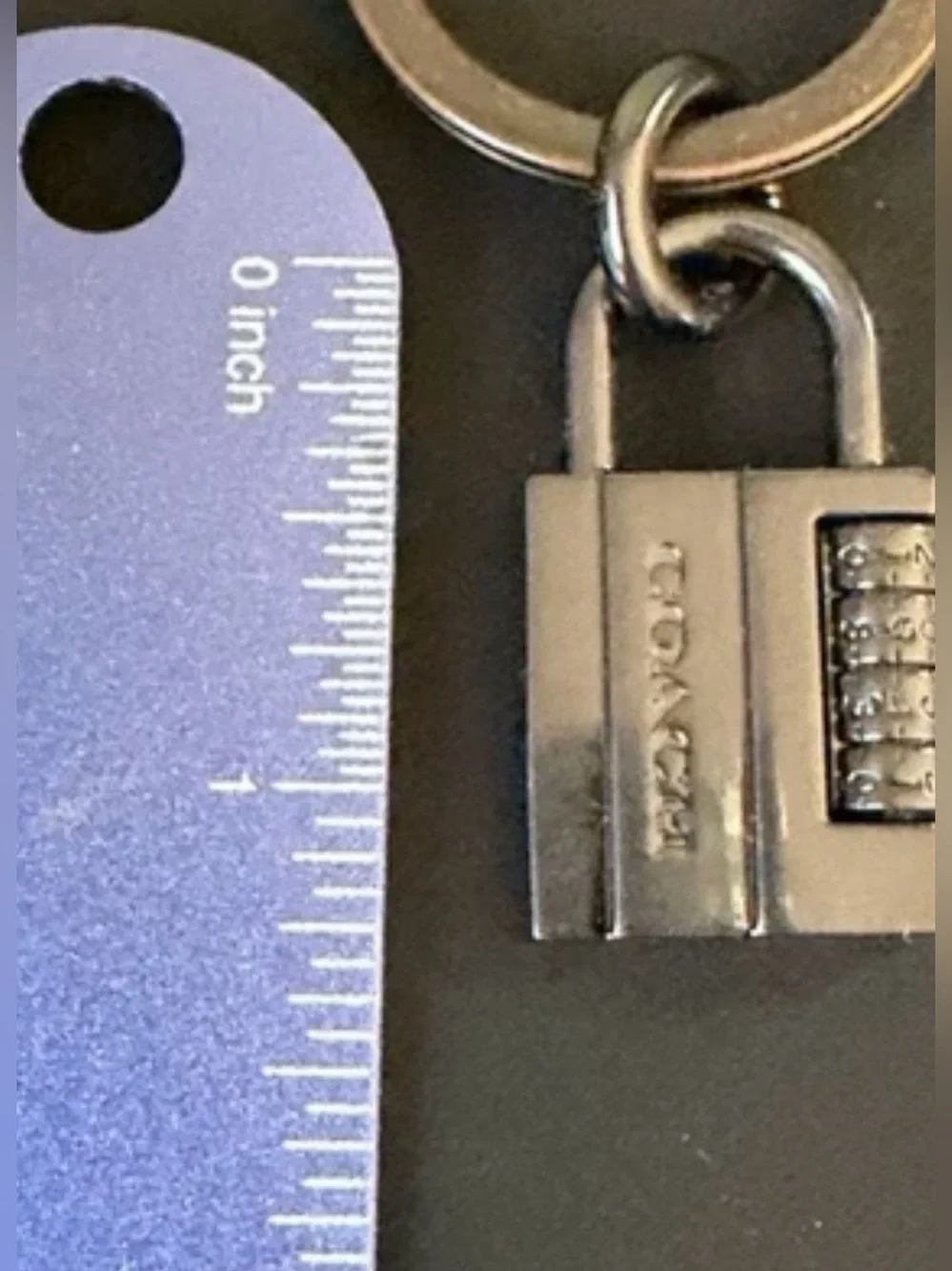 RARE COACH Padlock Charm Keychain/ Bag Charm ~ Gunmetal/ Key Ring/ Engraved